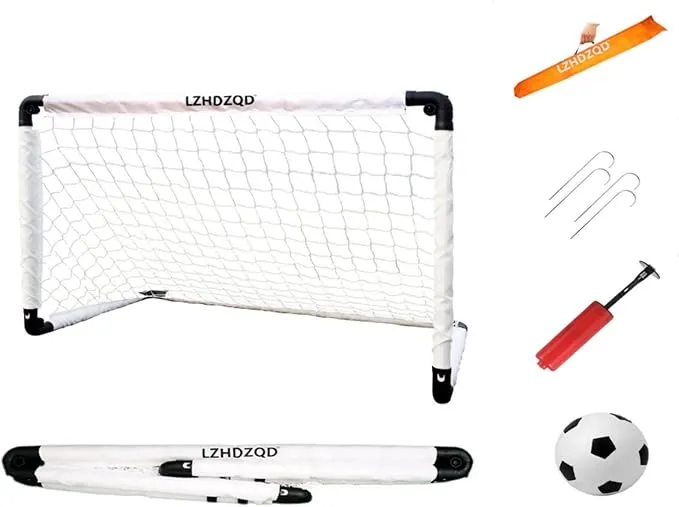 LZHDZQD Kids Football Goal, Goal Posts For Kids, Foldable Football Goals for the Garden/Indoor/Outdoors Toy (White Goal 60x45+Football)