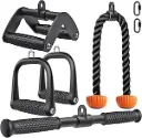 A. Tech Gym Cable Attachments Set – LAT Pulldown Accessories Weight Training Pulley System for Home Gym, Arm, Biceps Curl, Tricep Workouts Muscle Building