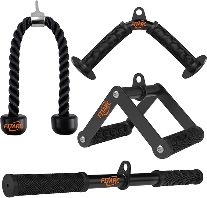 A. Tech Cable Machine Attachment Set, Lat Pulldown Attachments for Home Gym Equipment, Tricep Pull Down Attachment for Home Gym Accessories, Lat Pull Down Bar and Tricep Rope Cable Attachment