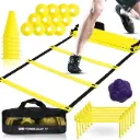 22 Yards Pro Agility Speed Ladder & Cones Football Training Equipment for Kids & Adults Kit Agility Training Footwork Drills | Hurdles Goalkeeper Training Equipment