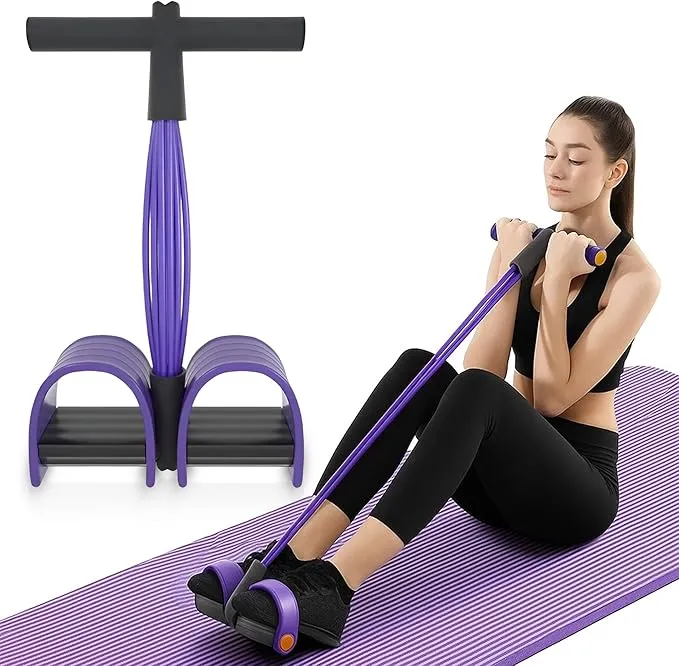 Abdominal Trainer, Sit-Up Training Equipment, Bodybuilding Expander, Full Body Trainer for Home, 6 Tubes, Elastic Pull Rope, Multifunctional Leg Exerciser for Fitness, Weight Loss, Training, Yoga