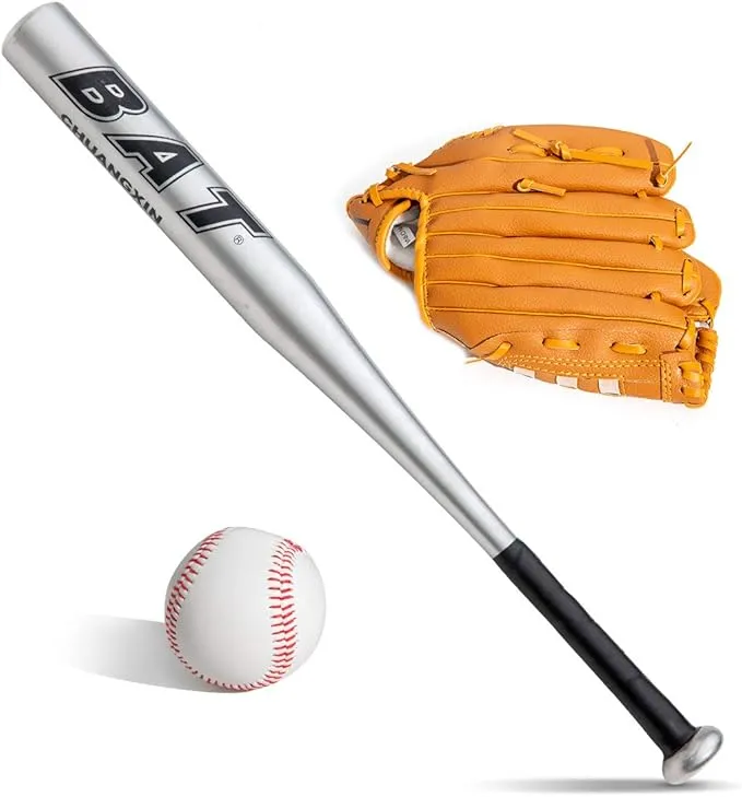 Baseball Balls Set Baseball Bat+Baseball+Baseball Glove aluminum 25inch security baseball bat and ball set youth adult outdoor training and practise