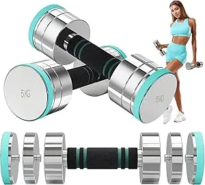 A. Tech Steel Adjustable Dumbbells Set 2.5kg 5kg 7.5kg 10kg 15kg 25kg Dumbbells Pair Hand Weights with Foam Handle for Men Women Home Gym Fitness Dumbbell Training (2.5kg X 2 /Pair-Silver)