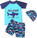 Boy Swim Set, 3 Pieces Set Swim Shirt + Swimming Shorts + Swimming Cap