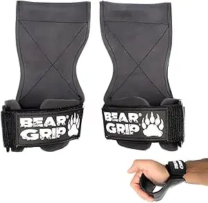 BEAR GRIP Multi Grip Straps/Hooks – Premium Heavy-Duty Weight Lifting Straps with Wrist Support (Size L)
