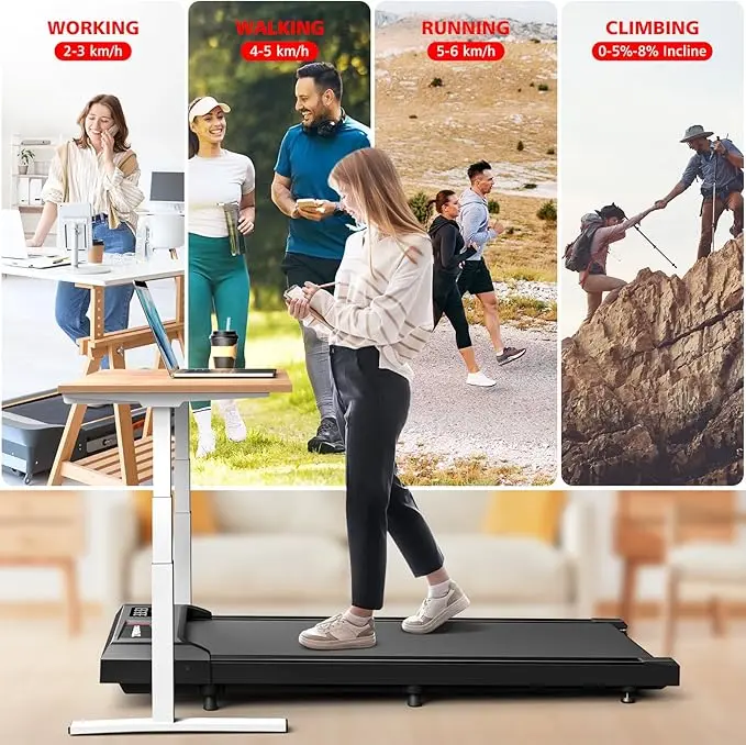 Cardirun Walking Pad Treadmill with Incline & Handle, 2 in 1 Under Desk Treadmills for Home Small, 2.5HP & 136KG Mini Portable Walking Running Machine with LED Display, Voice/App/Remote (Without Handle)